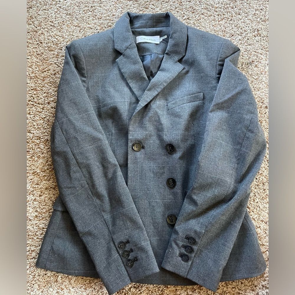 Calvin Klein Charcoal Checkered Jacket women classy elegant sophisticate